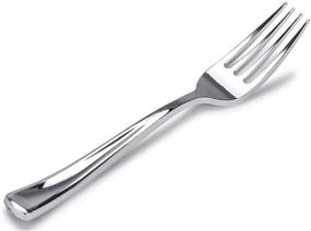 img 4 attached to 🍴 Stock Your Home 125 Disposable Heavy Duty Silver Plastic Forks | Fancy Silverware Resembling Real Silver Cutlery - Utensils Ideal for Catering Events, Restaurants, Parties, and Weddings