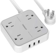 ⚡️ tessan power strip with 3 usb ports, 4 outlets, mountable flat plug & 5 ft cord - travel essential logo