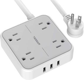 img 4 attached to ⚡️ TESSAN Power Strip with 3 USB Ports, 4 Outlets, Mountable Flat Plug & 5 FT Cord - Travel Essential