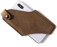 📱 premium gentlestache leather phone holster: stylish belt loop phone holder with magnetic button - brown logo