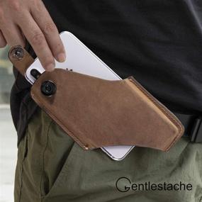 img 3 attached to 📱 Premium Gentlestache Leather Phone Holster: Stylish Belt Loop Phone Holder with Magnetic Button - Brown