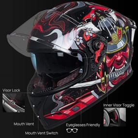 img 2 attached to 🏍️ ILM Full Face Motorcycle Helmet with Pinlock Compatible Clear & Tinted Visors, Fins | Street Bike Motocross Casco DOT Certified