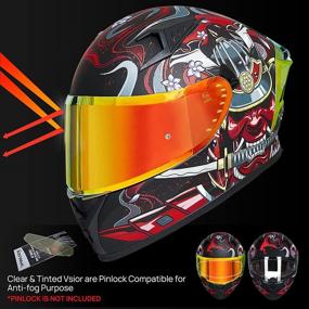 img 3 attached to 🏍️ ILM Full Face Motorcycle Helmet with Pinlock Compatible Clear & Tinted Visors, Fins | Street Bike Motocross Casco DOT Certified