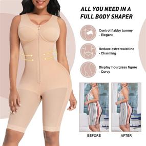 img 3 attached to 👗 FeelinGirl Women's Full Body Shaper: Tummy Control Shapewear Bodysuit Plus Size Faja