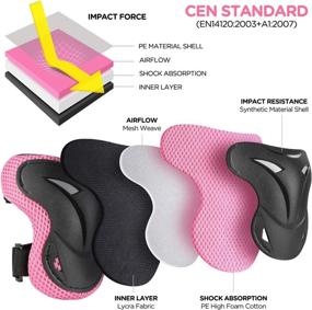 img 1 attached to 🛹 Wayin Upgraded Kids Knee and Elbow Pads Set with Wrist Guards - Adjustable Safety Strap for Rollerblading, Cycling, Skateboarding, and Scootering - Suitable for 4~10 Year Old Girls and Boys