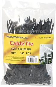 img 1 attached to 🔗 Monoprice 105755 Cable Tie - 4-Inch, 18LBS, 100-Piece/Pack, Black: Organize with Ease!