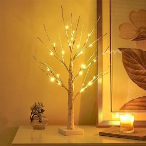 img 4 attached to Vanthylit LED Birch Tree Light: Stunning Warm White Tabletop Bonsai Tree for Indoor Decoration with Battery Power