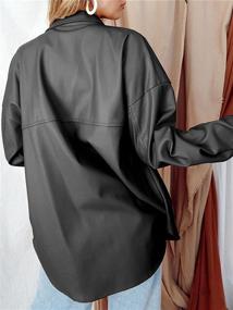 img 2 attached to 👚 Oversized Women's Leather Shacket Jacket - Fashionable Clothing in Coats, Jackets & Vests