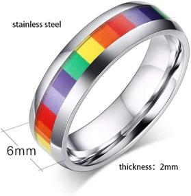 img 3 attached to 🌈 6mm Titanium Stainless Steel LGBT Pride Ring Rainbow Gay & Lesbian Wedding Engagement Size 6-12