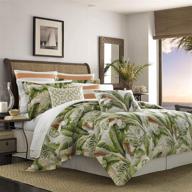 🌴 tommy bahama palmiers collection comforter set - 100% cotton, ultra-soft bedding with matching shams and bedskirt, machine washable. king size in medium green - easy care logo