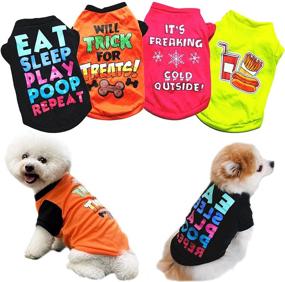 img 4 attached to PETCARE 4 Pack Dog Shirt: Cute Cartoon Print T Shirts for Small Dogs - Soft Cotton, Ideal for Chihuahua, Yorkies, Shih Tzu, Pomeranian - Doggy Pullover Outfits & Sweatshirts