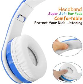 img 2 attached to 🎧 Bluetooth беспроводные детские наушники - ограничение громкости 85 дБ детский гарнитур, 6-8 часов воспроизведения, стереозвук, слот для SD-карты, накладные, встроенный микрофон - проводные/беспроводные наушники для мальчиков и девочек (синий)