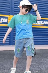 img 1 attached to 2 Piece T Shirt Shorts Tie Dyed Bottoms Boys' Clothing : Clothing Sets