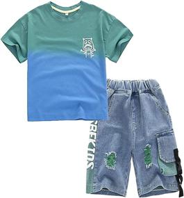 img 4 attached to 2 Piece T Shirt Shorts Tie Dyed Bottoms Boys' Clothing : Clothing Sets