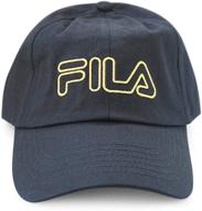 🧢 fila kid's adjustable cap: stylish black cotton twill hat with gold logo - shop now! logo