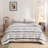 🛏️ rosgonia white boho comforter set queen - 3 piece set (1 comforter & 2 pillowcases) african inspired - reversible soft & cozy microfiber comforter for all seasons (white aztec pattern) logo