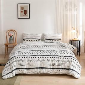 img 4 attached to 🛏️ ROSGONIA White Boho Comforter Set Queen - 3 Piece Set (1 Comforter & 2 Pillowcases) African Inspired - Reversible Soft & Cozy Microfiber Comforter for All Seasons (White Aztec Pattern)