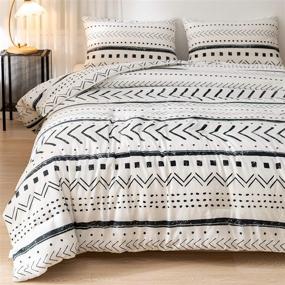img 3 attached to 🛏️ ROSGONIA White Boho Comforter Set Queen - 3 Piece Set (1 Comforter & 2 Pillowcases) African Inspired - Reversible Soft & Cozy Microfiber Comforter for All Seasons (White Aztec Pattern)