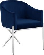 🪑 meridian furniture xavier collection: modern, contemporary velvet upholstered dining chair with sturdy steel x-shaped legs - navy logo