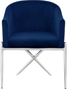 img 2 attached to 🪑 Meridian Furniture Xavier Collection: Modern, Contemporary Velvet Upholstered Dining Chair with Sturdy Steel X-Shaped Legs - Navy