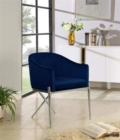 img 1 attached to 🪑 Meridian Furniture Xavier Collection: Modern, Contemporary Velvet Upholstered Dining Chair with Sturdy Steel X-Shaped Legs - Navy