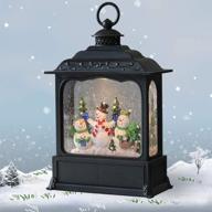 ❄️ sparkling genswin snowman snow globe: musical lighted water lantern with timer, battery & usb power for festive christmas home décor & gift (11 inches) логотип