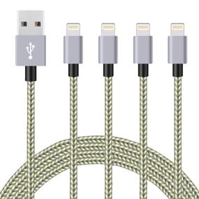 img 4 attached to 🔌 4-пак (3 фута, 6 футов, 6 футов, 10 футов) Зарядное устройство для iPhone, Кабель Lightning, Нейлоновый оплетенный USB-кабель с высокоскоростным разъемом, Провод передачи данных, Совместим с iPhone Xs Max/X/8/7/Plus/6S/6/SE/5S... (Золотой + Серый)
