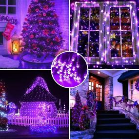 img 1 attached to 🎄 YEGUO 200 LED Purple Christmas Lights - Waterproof Outdoor and Indoor Xmas Tree Lights - 8 Modes, 66ft Green Wire Twinkle String Lights - Plug in for Holiday Decorations