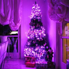 img 2 attached to 🎄 YEGUO 200 LED Purple Christmas Lights - Waterproof Outdoor and Indoor Xmas Tree Lights - 8 Modes, 66ft Green Wire Twinkle String Lights - Plug in for Holiday Decorations