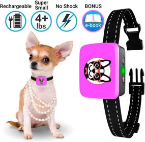 img 3 attached to 🐶 Rechargeable Bark Collar for Small Dogs - Humane, No Shock Barking Collar with Beep and Vibration Modes - XS, S, M Dog Breeds Barking Control Device