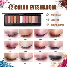img 3 attached to Makeup Set for Women & Teens: 12 Color Naked Eyeshadow Palette, 5-Piece Makeup Brush Set, Eyebrow Pencil, 2 Color Eyeliner Pencils, Lash Mascara & Cosmetic Bag
