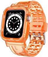 jiunai clear rugged bumper sports crystal soft bumper apple watch band 38mm 40mm - protective case & strap compatible with apple watch series 6 5 4 3 2 se (orange) logo