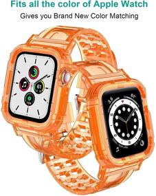 img 2 attached to Jiunai Clear Rugged Bumper Sports Crystal Soft Bumper Apple Watch Band 38mm 40mm - Protective Case & Strap Compatible with Apple Watch Series 6 5 4 3 2 SE (Orange)
