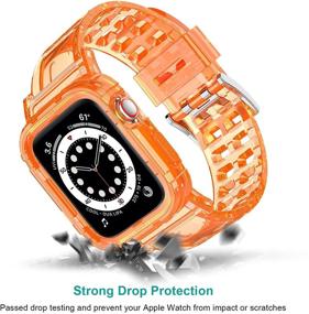 img 3 attached to Jiunai Clear Rugged Bumper Sports Crystal Soft Bumper Apple Watch Band 38mm 40mm - Protective Case & Strap Compatible with Apple Watch Series 6 5 4 3 2 SE (Orange)