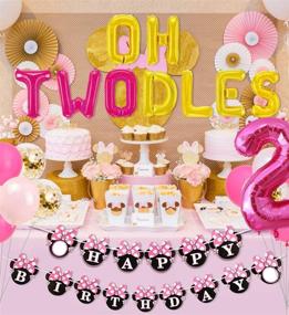 img 2 attached to 🎉 Minnie Mouse 2nd Birthday Party Supplies: Oh Twodles Balloon, Happy Birthday Banner & Cake Topper