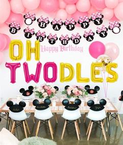 img 3 attached to 🎉 Minnie Mouse 2nd Birthday Party Supplies: Oh Twodles Balloon, Happy Birthday Banner & Cake Topper