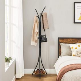 img 2 attached to 🧥 Industrial Rustic Brown and Black Coat Rack with 9 Hooks, Storage Shelf for Coats, Hats, and Bags - VASAGLE Free Standing Coat Stand, Friendly for Kids and Adults URCR013B01