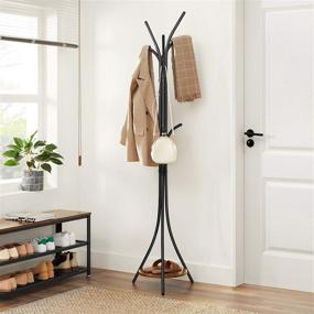 img 3 attached to 🧥 Industrial Rustic Brown and Black Coat Rack with 9 Hooks, Storage Shelf for Coats, Hats, and Bags - VASAGLE Free Standing Coat Stand, Friendly for Kids and Adults URCR013B01