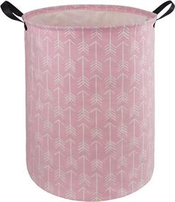 img 4 attached to 🧺 Duyiy Canvas Storage Basket with Handle – Large Organizer Bin for Dirty Laundry Hamper, Baby Toys, Nursery, Kids Clothes – Gift Basket with Pink Arrow Design