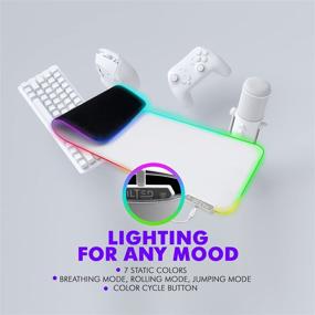 img 2 attached to Яркий геймерский коврик для мыши с LED-подсветкой XL - Tilted Nation Bone White - 8 🖱️ режимов света - плавное скольжение - легко чистить - RGB игровой коврик для мыши белого цвета.