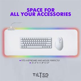 img 1 attached to Яркий геймерский коврик для мыши с LED-подсветкой XL - Tilted Nation Bone White - 8 🖱️ режимов света - плавное скольжение - легко чистить - RGB игровой коврик для мыши белого цвета.