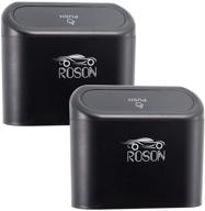 🚗 roson mini car trash can with lid - portable hanging waterproof car garbage organizer and automotive storage pockets bin for auto cars, home, and office (2 pack, black) logo