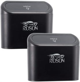 img 4 attached to 🚗 ROSON Mini Car Trash Can with Lid - Portable Hanging Waterproof Car Garbage Organizer and Automotive Storage Pockets Bin for Auto Cars, Home, and Office (2 Pack, Black)