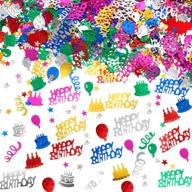 🎉 3000 pieces multi-color happy birthday confetti: metallic foil decorations for birthday party, baby shower, diy crafts logo