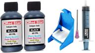 🖨️ hp ink cartridge refill kit: red star black ink, suction prime holder, suitable for hp 60 61 62 63 64 65 67 901, 120 ml ink & syringe with blunt tip needle included logo