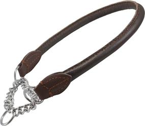 img 1 attached to 🐶 Premium Rolled Genuine Leather Martingale Dog Collar Choker - Brown | Available in 7 Sizes!