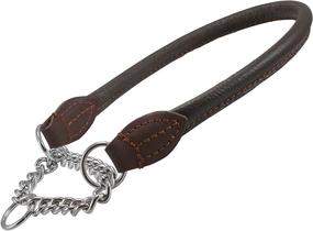 img 3 attached to 🐶 Premium Rolled Genuine Leather Martingale Dog Collar Choker - Brown | Available in 7 Sizes!