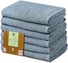img 4 attached to 🛀 Blue Cotton Bath Towels Set - Pack of 6 | 22" x 44" | Ultra Soft & Highly Absorbent | 100% Cotton Bath Towel for Daily Use | Ideal for Pool, Home, Gym, Spa, Hotel