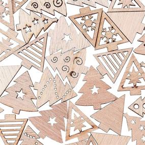 img 3 attached to 🎄 100-Piece Undyed Wood Pendants & Cabochons: Mini Christmas Tree Cutouts Flatback Wooden Charms Ornaments Hanging DIY Craft Xmas Decorations - 25~27mm by Airssory