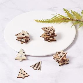 img 1 attached to 🎄 100-Piece Undyed Wood Pendants & Cabochons: Mini Christmas Tree Cutouts Flatback Wooden Charms Ornaments Hanging DIY Craft Xmas Decorations - 25~27mm by Airssory